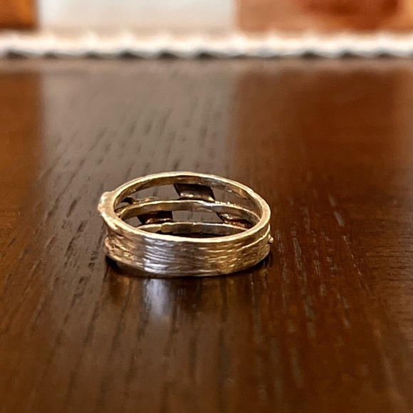 925 leaf ring with gold leaf - Picture 2 of 2